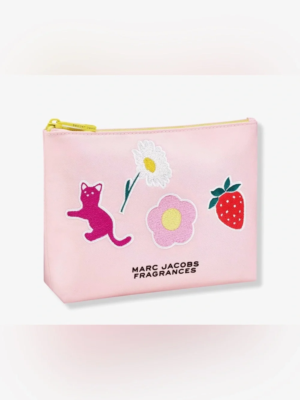 Marc Jacobs Pink Floral & Cat Patch makeup Pouch NEW - Picture 1 of 4